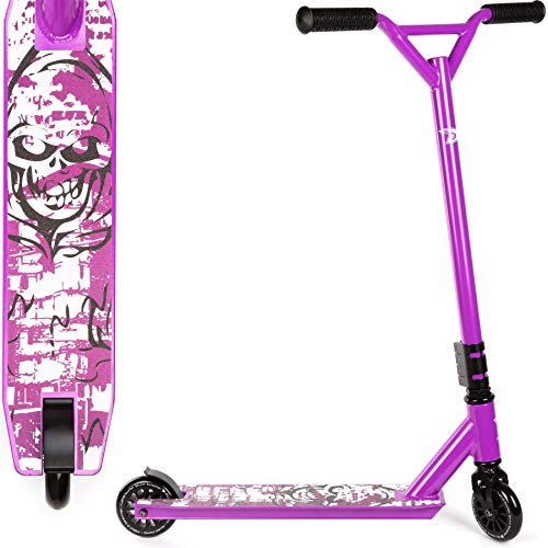 Land Surfer- Patinete de trucos y saltos, Morado Calavera