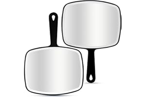 DVHOK 2 Stück Handspiegel, 26.4 x 18.8 cm Tragbarer Handspiegel mit Loch zum Aufhängen im Griff, Schwarz