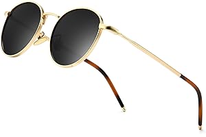 SUNGAIT Runde Vintage Polarisierte Sonnenbrille Klassische Retro Metallrahmen Sonnenbrille Rundschreiben für Frauen Männer-SG