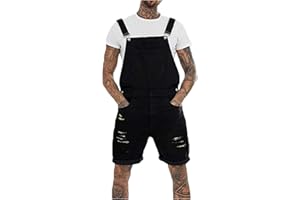 RLEHJN Latzhose Herren Jeans Overall, Arbeitshosen Kurz Jeans Schwarz Denim Arbeitslatzhose, Jumpsuit Männer Jeansoverall Arbeitshosen Multifunktion Verstellbarer Schultergurt Sommer Latzshorts