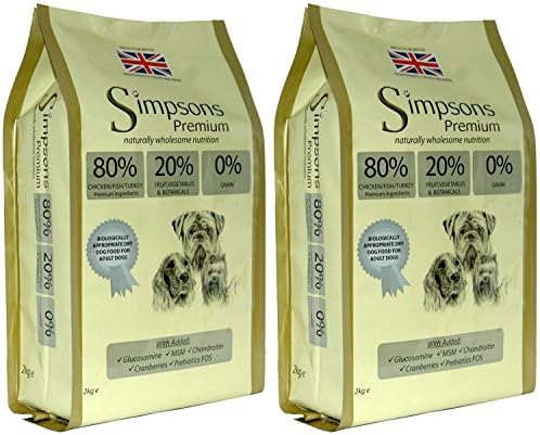 2 x 12kg Simpsons Premium 80/20 Mixed Chicken, Turkey and Fish Dry Dog Food Multibuy