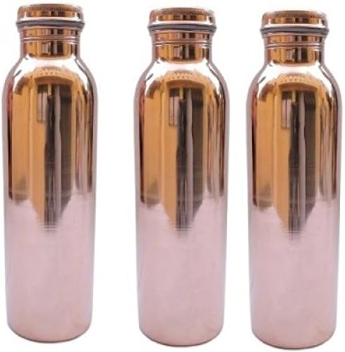 Pure Copper Plain Joint Free Leak Proof Bottle -900 Ml Set of 3 Pieces