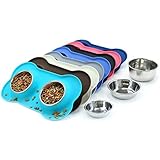 1 servicio 2: juego de 2 platos, simple y conveniente: el alimentador de diseño de doble recipiente es un plato conveniente para servir, le permite servir comida y agua al mismo tiempo