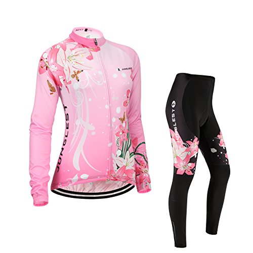 JUNGLEST Maillot de Cyclisme Femme Manches Longues Jersey(S~5XL,Option:Cuissard,3D Coussin) N217