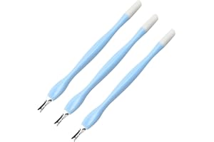 IOSPKKIO® 3 Stück Nagelhautmesser Nagelhauttrimmer Entferner Drücker Edelstahl Hornhautentfernungsgabel mit KunststoffgriffNagelkunstwerkzeug Nagelreiniger(Blau)