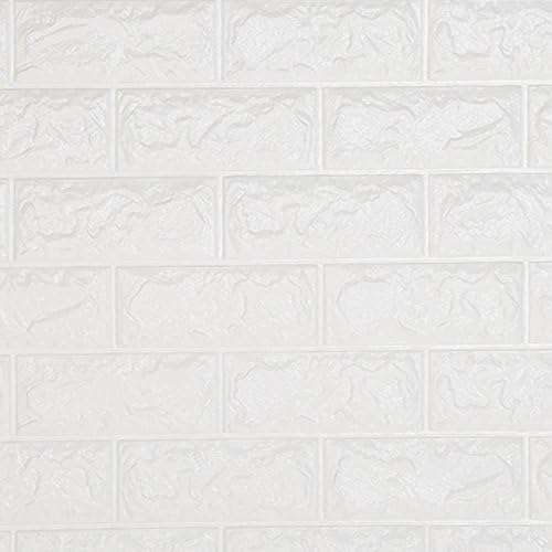Avelaiva 3D Brick Pattern Wallpaper, Self-adhesive Modern Wall Ceramic Tile, Waterproof Eco-friendly PE Foam Wall Sticker, DIY TV Background Kitchen Bedroom Living Room Office Décor, 23.6×23.6 Inch (60×60cm) (Cream)