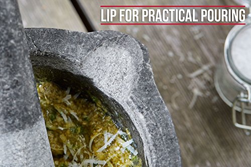 Andrew James Premium Mörser und Stößel Set aus Granit mit Ausguss – Großer 15cm Durchmesser – 2 Jahre Garantie - 4