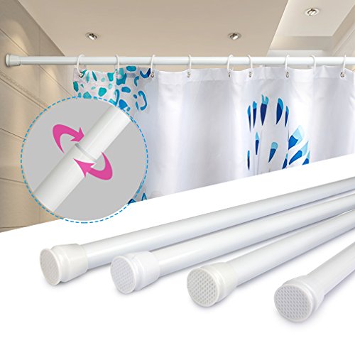 Auralum Aluminium Teleskopstange Weiß Duschstange Duschvorhangstange ohne Bohren Verstellbare 70-120cm - 2