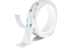 kinoco Ruban Double Face Extra Fort pour Montage - Mousse PE - Fixation Permanente Intérieur/Extérieur (20mm x 3mètres)