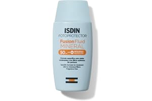 ISDIN SDIN Fotoprotección Fusion Fluid SPF 50+, Protector Solar Facial con Ácido Hialurónico y Vitamina E, de Textura Fluida y Matificante que se Funde con la Piel, 50 ml