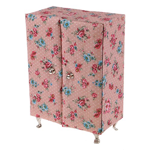 Preisvergleich Produktbild Schmuckkästen - Schmuckschatullen - Schmuckschränke - Schmuckaufbewahrung - Aufbewahrungskoffer - Vintage Rosa Blumen Druck - Mini Möbel Form - Geschnekidee für Weihnachten, Geburtstag, Valentinstag - Kleiderschrank, 7,5 x 2,8 x 5,5 Zoll