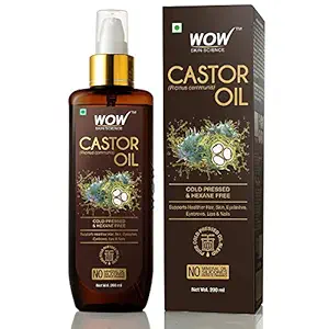 WOW Skin Science 100% Pure Castor Oil - Cold Pressed - For Stronger Hair, Skin & Nails - No Mineral Oil & Silicones, 200 ml