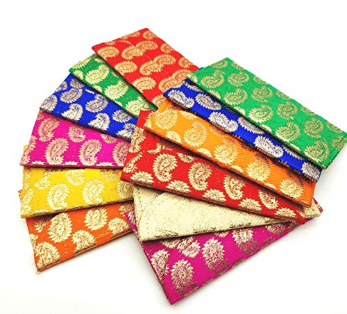 Satyam Kraft Shagun Brocade Envelopes Multicolor Party Festivals/Gifts/Shagun/Cash Envelopes (6, Brocade Design)//Diwali Lights and Decorations/Diwali Gifts/Diwali envelopes/Diwali Gifts Ideas
