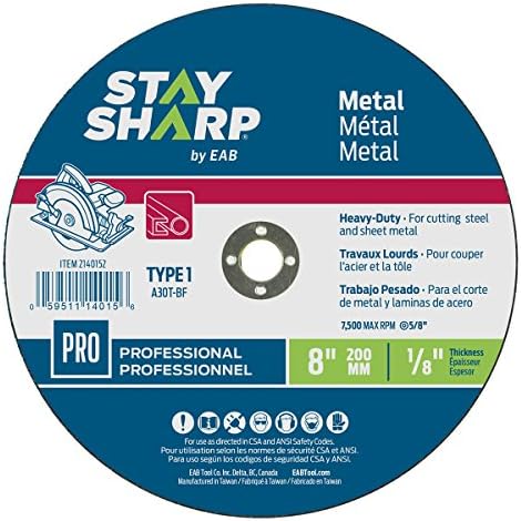 EAB Tool 2140152 8" x 1/8" Standard Metal Flat Wheel-Type 1 Professional Abrasive