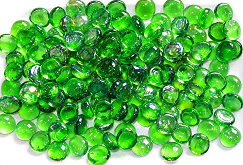 The Glass Pebble Shop - Piedras de Cristal (1 kg, Aprox. 200 Unidades) Lote de 1 kg de Piedras de Cristal Decorativas, Verde