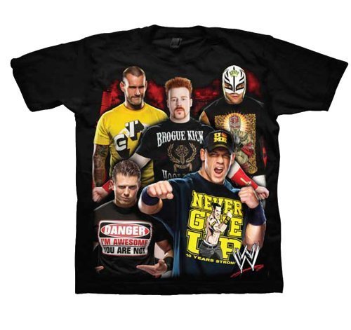 World Wrestling Entertainment WWE Five Superstars Collage Toddler Black T-Shirt (Toddler 5/6T)