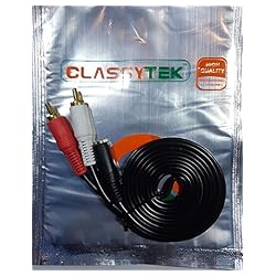 Classytek 3.5mm Female Stereo Jack To 2 RCA Male Plugs Cable 1.5 Meter / 4.9 Feet - Black