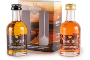 KIN TOFFEE + VODKA SPIRIT DRINK Kin Vodka Toffee and Toffee Apple Vodka Duo Set 20.3% ABV - Smooth & Rich Caramel Undertones, Subtle Vodka Kick, Created in the Lake District, 2 x 5cl Bottles