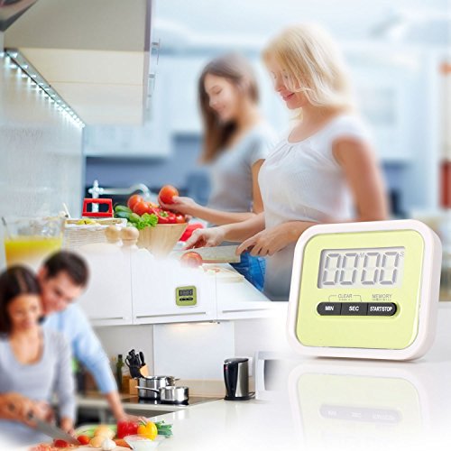 EUGO Großes Display Digitaler Küchentimer – Elektronischer Timer mit Magnet und Befestigungsclip, Stander – Grün - 5