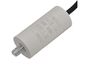 Lumonic Condensador de arranque 4µF 450V | con Cable I 26x55mm I 4uF I Condensador de motor con carcasa de plástico I Condensador de funcionamiento I para bombas, cortacéspedes, herramientas