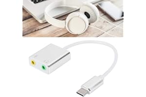 CCYLEZ USB C External Sound Card Audio Adapter, 2 in 1 TYPE‑C to 3.5mm Jack Audio Adapter, Aluminum Alloy 7.1 Channel Stereo Sound Card For Mobile Phones, Laptops, Tablets