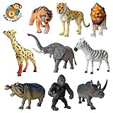 Figuras de juguete de plástico de animales de safari de 9
