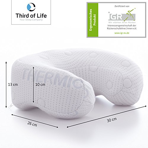Nackenhörnchen ANDAR | Orthopädisches & ergonomisches Reisekissen | Viscoelastischer Schaum | Thermoregulierender Bezug | Kopfkissen/Nackenkissen für Reisen im Auto, Flugzeug, Zug | 30x26x13/10 cm - 3