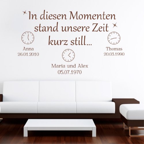 Wandtattoo Loft „In diesen Momenten stand unsere Zeit kurz still“ mit Ihren Wunschdaten / BITTE TEILEN SIE UNS IHRE WUNSCHDATEN IM ANSCHLUSS AN DIE BESTELLUNG PER NACHRICHT MIT!!!/ 54 Farben / 3 Größen / dunkelgrau / 55 cm Höhe x 84 cm Breite - 4