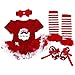 TANZKY® Lovely Baby Girls' Christmas Costume Festival Outfits Party Dress Clothes (Large, Red Santa)