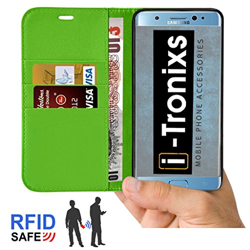 Samsung Galaxy A3 2017 hülle, Tasche, Telefonkasten ( Grün) Abdeckung für Samsung Galaxy A3 2017 Gehäuse aus robuster Kohlefaser Buchstil PU Leder Geldbörse elegante klassische Flip Cover hülle Cover + von i-Tronixs® - 2