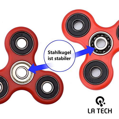 LA TECH Hand Spinner Finger Tri-Spinner Fidget EDC Focus Toy Unruhe Kreisel Spielzeug Fidget Toy Trio Kugellager für ADS, ADHS, Angstzustände und Autismus Erwachsene Kinder (Rot) - 6