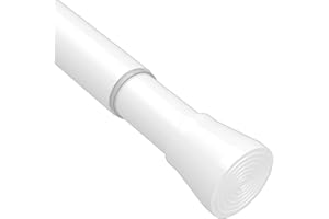 ROD&TRIKIN Asta Di Tensione Per Tende Senza Trapano Bastone Per Tenda a Pressione Asta Estensibile Per Tende Per Finestre Doccia Bianco 73-145CM