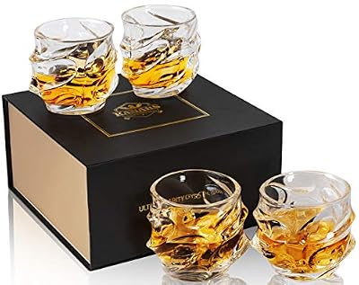 KANARS 4 Pièces Verre a Whisky, Verres à Whiskey en Cristal, Belle Boîte Cadeau, 320ml