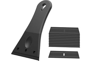 EHDIS Plastic Scraper with 10 Razor Blades - with Bigger Handle and Blades(Time-Saving), Sticky Stuff Remover, Decal Remover, for Remove Label, Glue, Black