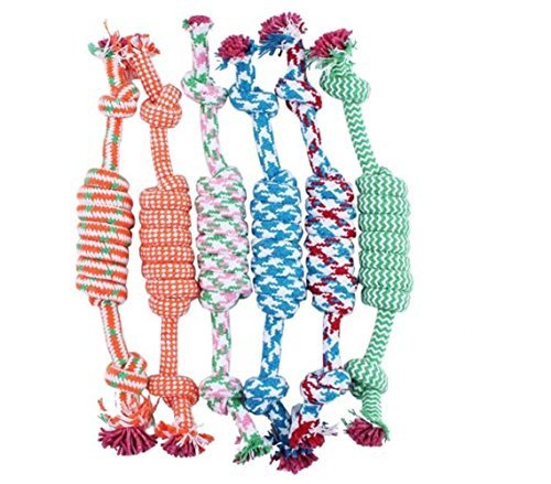 Tonsee Welpe Hund Haustier Spielzeug Baumwolle geflochten Knochen Seil kauen Knot neue zufällige Farbe