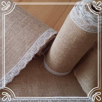 Juteläufer, 5-Meterrolle, mit Spitze, Tischläufer im Vintage Stil für Hochzeiten - 7