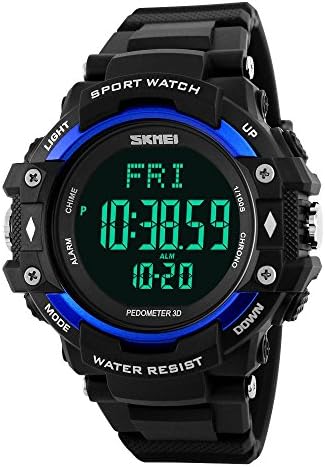 Mens Sport Watch Digital Watch Military Led Army Unique Alarm Calendar Round Silicone Band Big Numeral Fashion led Watch Athletic Wrist Watches on Sale 50M 164FT Waterproof (BLUE)