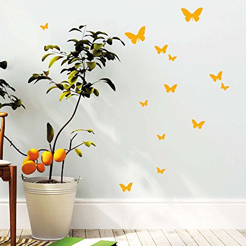 Wandtattoo Loft® Aufkleber Sticker „Schmetterlinge 13 Stück“ / 49 Farben zur Auswahl / kleinster Schmetterling 2,6 x 1,6 cm und größter Schmetterling 7 x 4 cm / pink / - 5