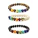 Produktbild 3 Stück Damen Herren Armband Natürliche Tiger Auge Stein 7 Chakra Reiki Heilung Achat Stein Armband Mala Meditation