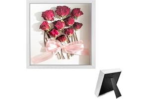 KYYGKY 3D Shadow Box 8x8 Inch Picture Frame Display Case Wooden Deep Box Display Photo Frames White Picture Memory Boxs Shadowbox Frame for Objects Photos Artworks Memories Flowers Crafts Medal