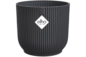 Elho Vibes Fold Round Mini 9 - Vaso per Piante da Interno - Ø 9.3 x H 8.8 cm - Nero/Anthracite