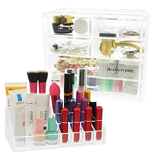 Make Up Organizer, Acelectronic Große Makeup Kosmetik Aufbewahrung Organizer – 4 Ebenen 6 Schubladen Acryl - 5