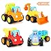 Produktbild FUNTOK Spielzeugauto Baufahrzeug 4 LKWs Push und Go Reibung angetriebene Sets von 4 Car Tractor Bulldozer Zementmischer und Dumper für Kinder Kinder Bulldozer Bagger Zementmischer Kipper Traktor