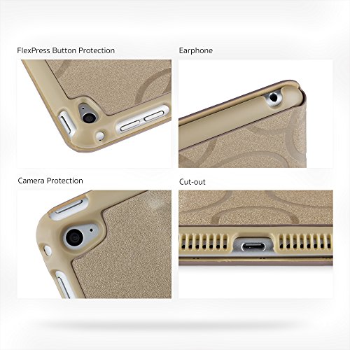 iPad Mini 4 Hülle, DEENOR Colour Series Premium PU Leder Ultra Slim Light Weight Auto aufwachen / Schlaf Funktion Schutzhülle Hülle für Apple iPad Mini 4, Free: Screen Protector + Stylus Pen + Cleaning Cloth. (Golden circles) - 7