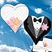 Produktbild 2x Folienballons HERZEN BRAUT & BRÄUTIGAM XXL 70cm, mit Helium gefüllte Herzballons zur Hochzeit + PORTOFREI + Geschenkkarten Set (zur Hochzeit die besten Wünsche). High Quality Premium Ballons vom Luftballonprofi & deutschen Heliumballon Experten. Lustiges Hochzeitsgeschenk Luftballon und Hochzeitsdeko Ballons