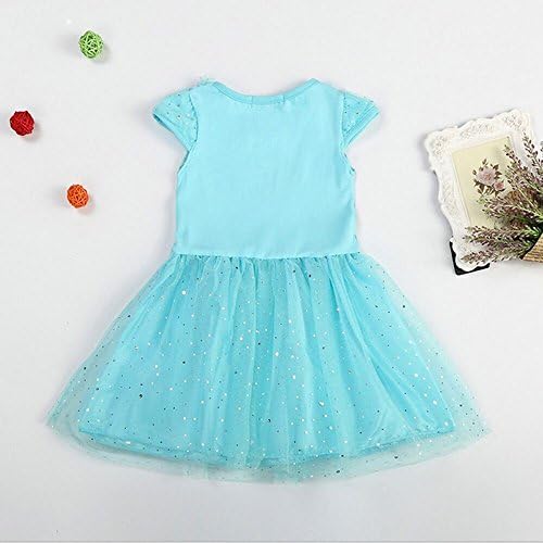 MIQI Girls Elsa Princess Party Dress Kids Cartoon Sequins Lace Costumes Dresses