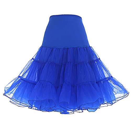 DRESSTELLS Mujeres Cancan 50s Retro Rockabilly Enaguas Miriñaques Faldas Royal Blue M-L