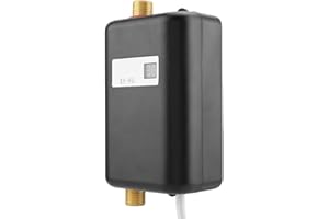 EATAN Chauffe-eau instantané 220V 3800W Mini chauffe-eau instantané avec afficheur LCD pour salle de bains cuisine/vaisselle/vaisselle de table (prise UE)(noir)