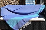 Fouta géante XXL très Grande Taille Soleil des Cyclades - 150 x 250cm - Bleu Grec et Vert Turquoise - Drap de Plage XXL - 100% Coton et Douceur
