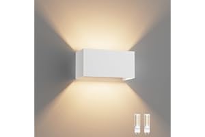 Klighten 18W Lampada da Parete Interno/Esterno Lampadina G9 con Sorgente Luminosa Sostituibile 3000K Bianco Caldo Angolo del Fascio Regolabile Applique Esterno, Bianco